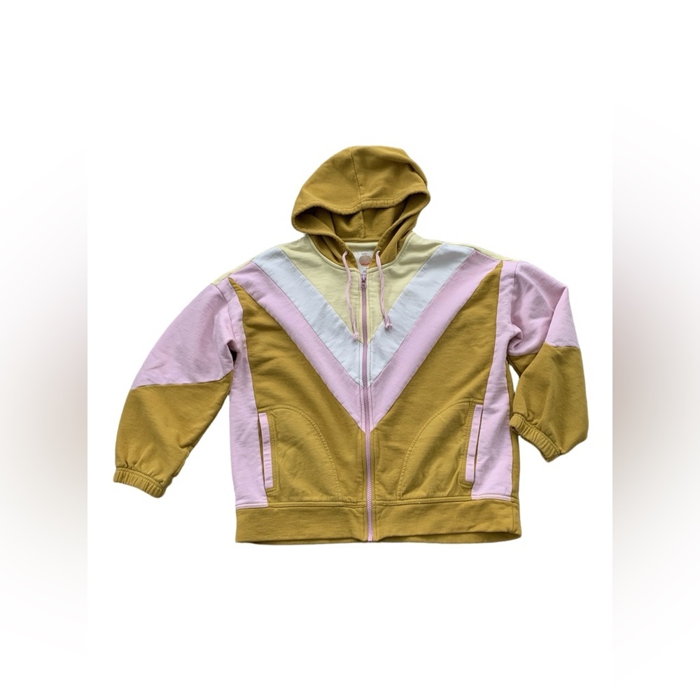 Anthropologie Daily Practice Size Medium Candie Full Zip Up Hoodie Sun Stripes